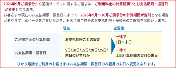 NTT合算請求でお支払いのお客様へお知らせの画像